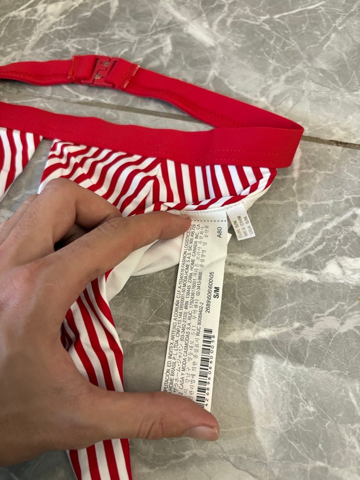 Kırmızı Çizgili Fiyonklu Mini Kadın Bikini - Görsel 3