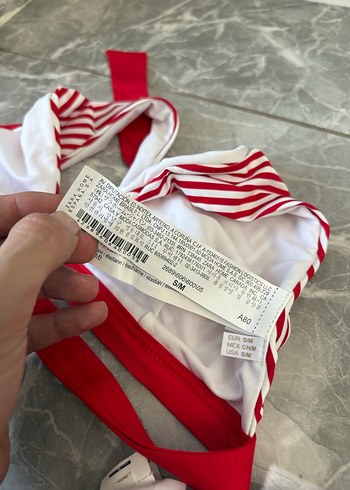 Kırmızı Çizgili Mini Bikini Takım - Görsel 3