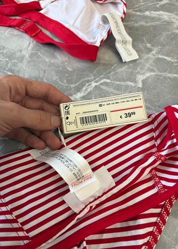 Kırmızı Çizgili Mini Bikini Takım - Görsel 4