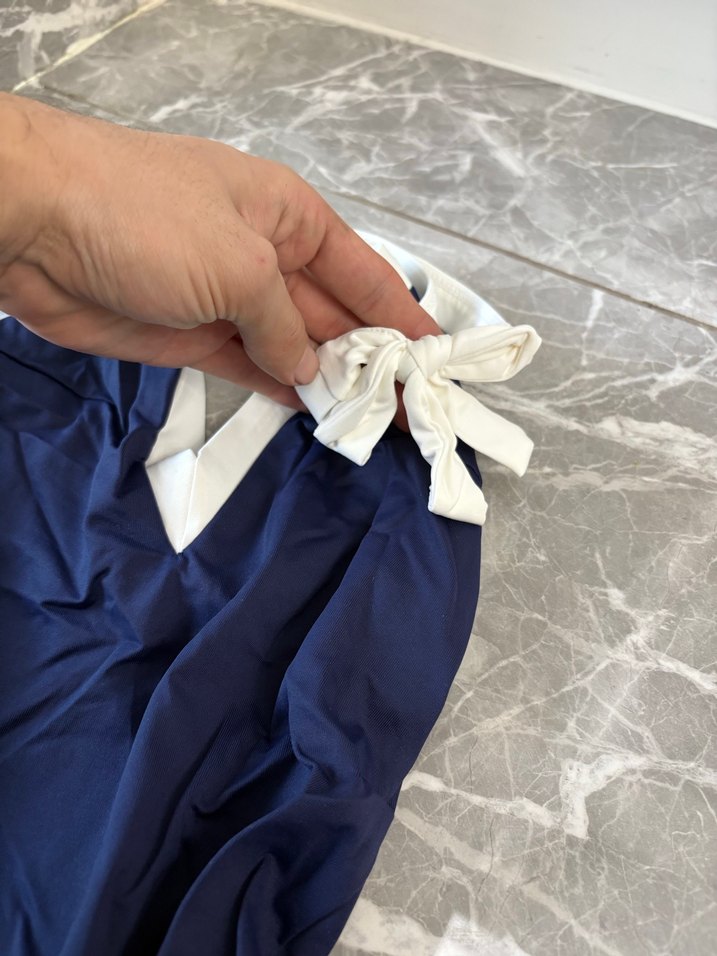 Lacivert Drapeli Kadın Mayo - Görsel 4