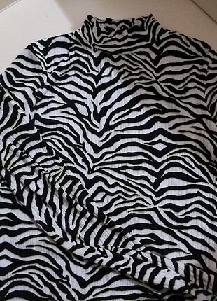 m Beden zebra desenli vintage bluz