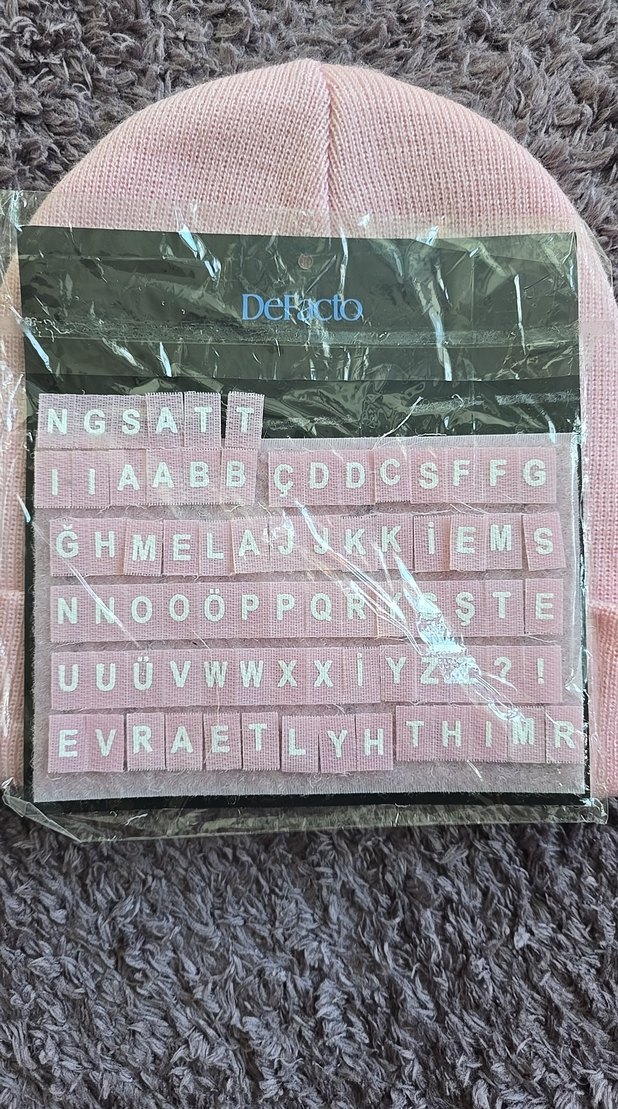 Pembe Örgü Kadın Bere - Yazılabilir - Görsel 2