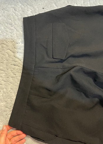 Siyah Pilili Midi Kadın Kumaş Pantolon - Görsel 5