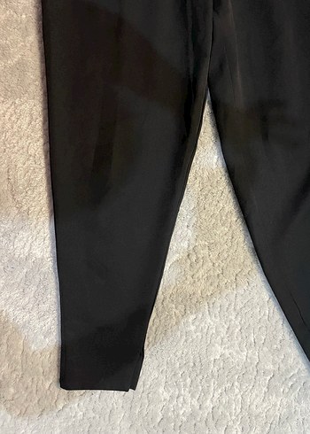 Siyah Pilili Midi Kadın Kumaş Pantolon - Görsel 3