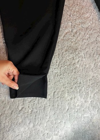 Siyah Pilili Midi Kadın Kumaş Pantolon - Görsel 4