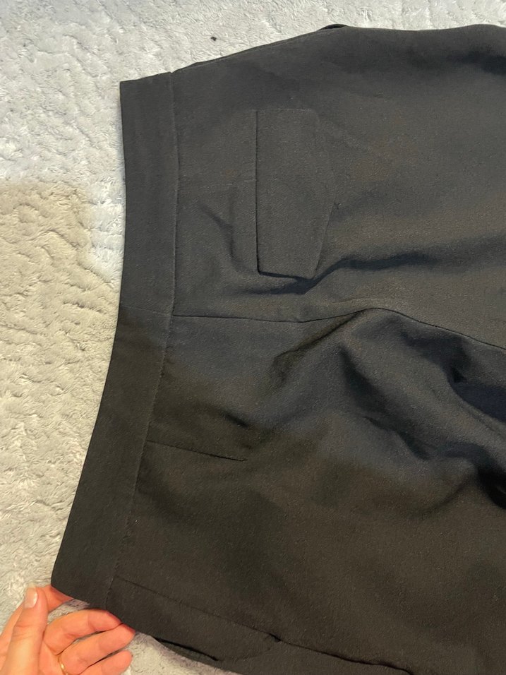 Siyah Pilili Midi Kadın Kumaş Pantolon - Görsel 5