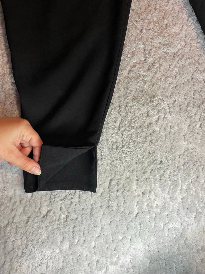 Siyah Pilili Midi Kadın Kumaş Pantolon - Görsel 4