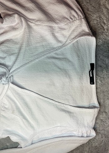 V Yaka Beyaz bluz - Görsel 3