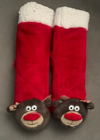 Kızlar için Kırmızı Nakışlı Sıcak Terlik - Görsel 4