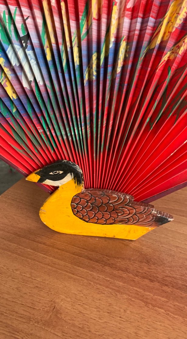 Renkli Dekoratif Tavuskuşu Yelpaze - Görsel 3