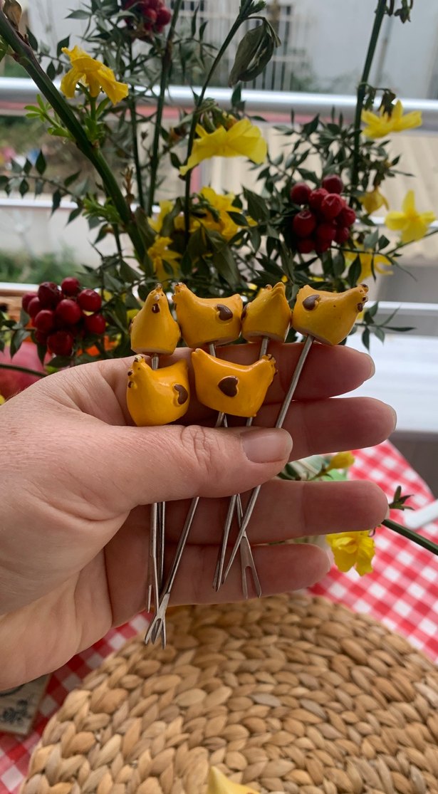 Sarı Seramik Tavuklu Mini sunumluk - Görsel 5