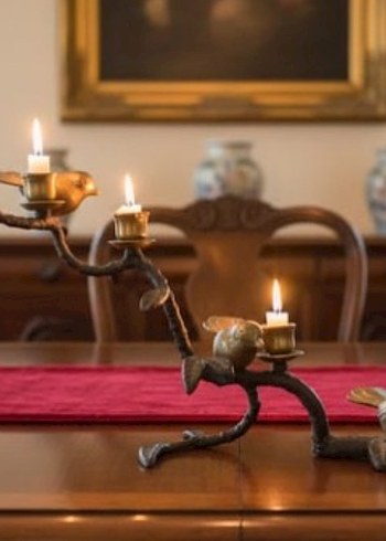 Altın Renkli pirinç Kuşlu Mumluk - Görsel 2