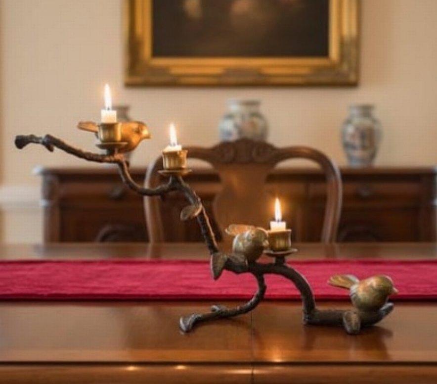 Altın Renkli pirinç Kuşlu Mumluk - Görsel 2