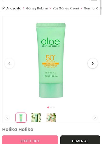 Diğer Holika Holika Aloe Güneş Koruyucu Krem SPF 50