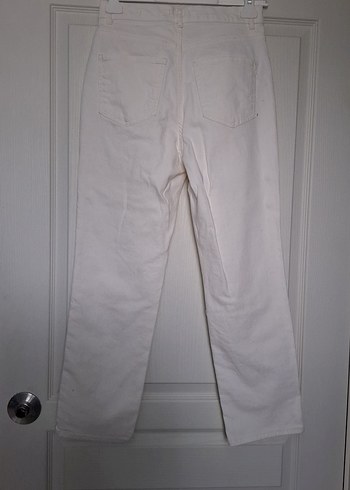 Beyaz Kadın Regular Fit Midi Kot Pantolon - Görsel 4