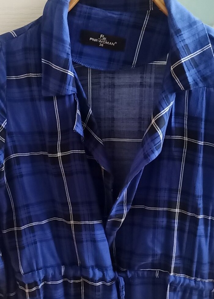 Ekose gömlek tunik  - Görsel 2