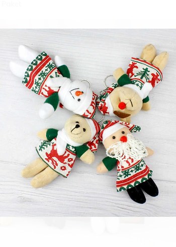 Renkli Yılbaşı Temalı Peluş Anahtarlık