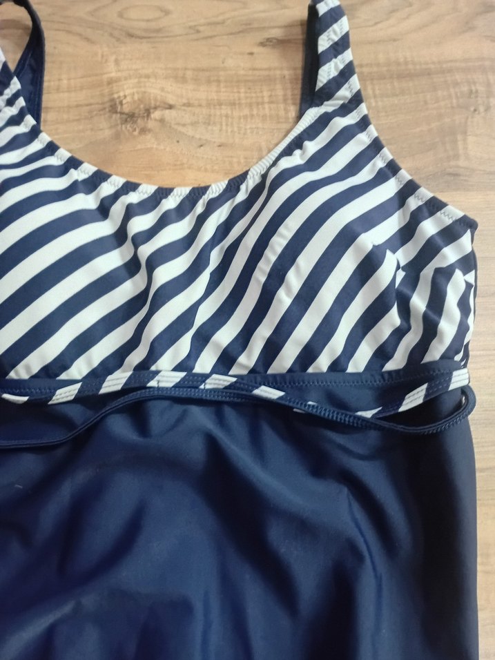 Çizgili ve Lacivert Kadın Mayo - Görsel 2