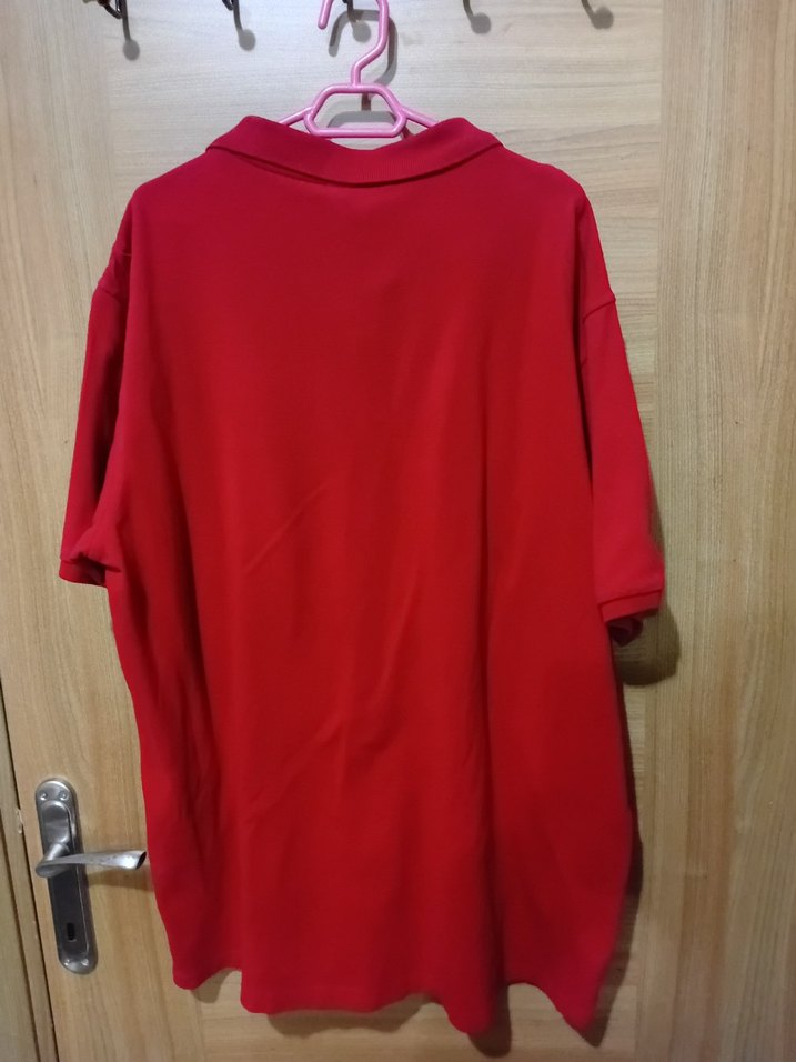 Kırmızı Erkek Polo Tişört, Kısa Kollu, Geniş Kesim - Görsel 4