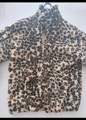 Leopar peluş mont