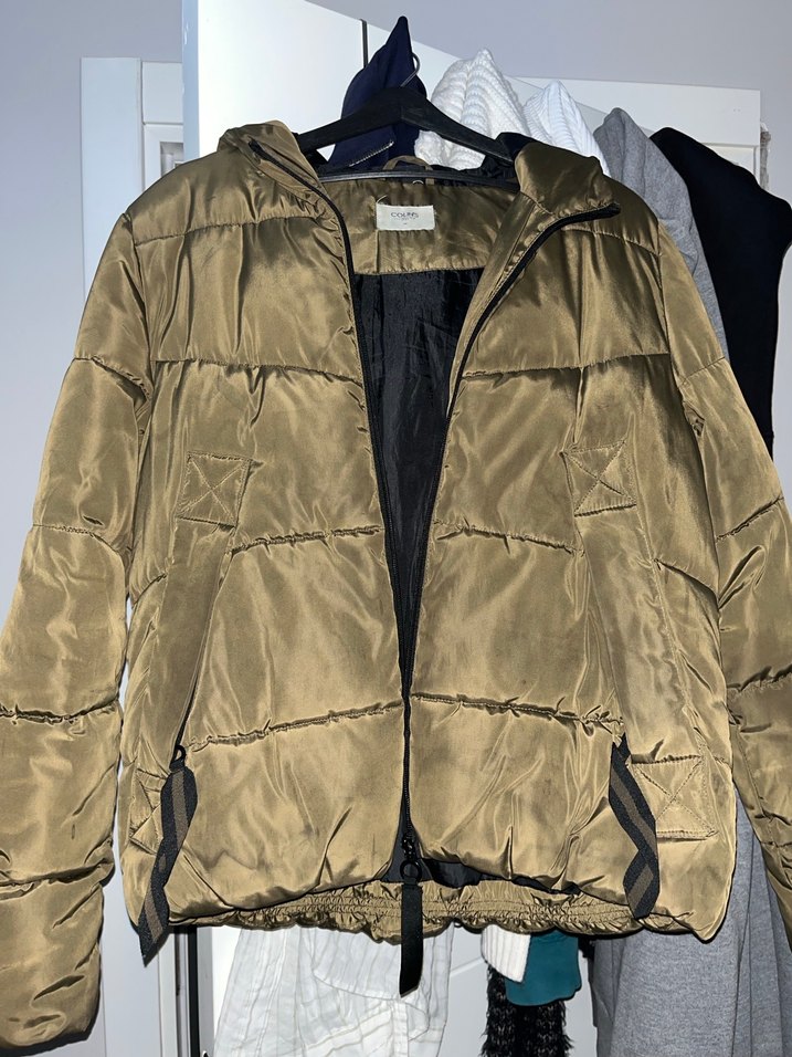 Haki yeşili kadın şişme mont - Görsel 2