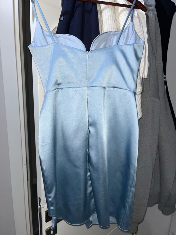 Bebek mavisi saten abiye - Görsel 3