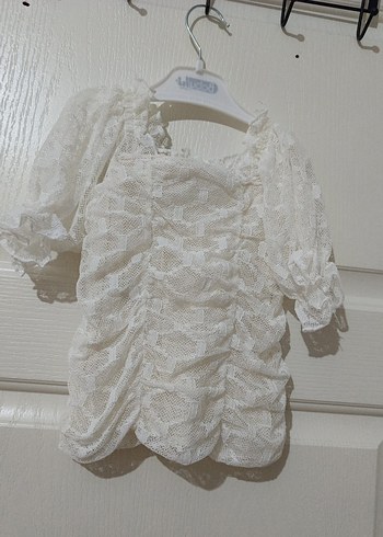 Kız Çocuk Beyaz Dantel Bohem Elbise - Görsel 2