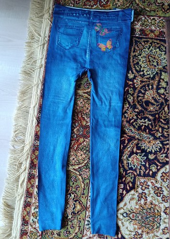 Renkli Bağlama Desenli Kadın Denim Pantolon - Görsel 2