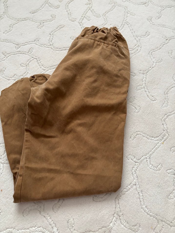 Zara orijinal Bej Düğmeli çocuk Keten Pantolon - Görsel 4