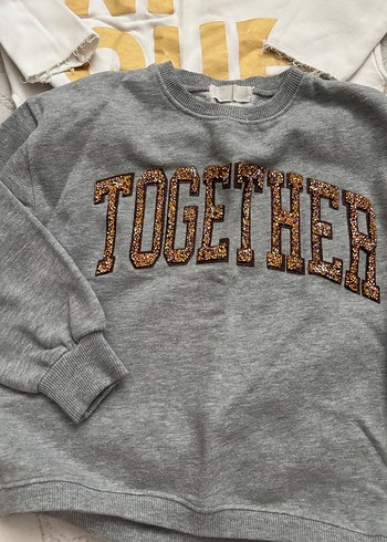 Kız Çocuk Gri Uzun Kollu Zara Sweatshirt ve beyaz 2 adet fiyatı - Görsel 2