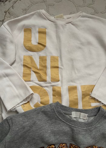 Kız Çocuk Gri Uzun Kollu Zara Sweatshirt ve beyaz 2 adet fiyatı - Görsel 3