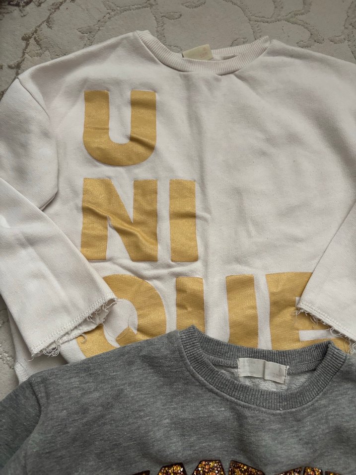 Kız Çocuk Gri Uzun Kollu Zara Sweatshirt ve beyaz 2 adet fiyatı - Görsel 3