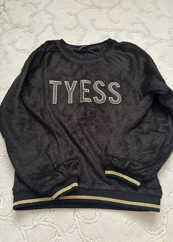 Kız Çocuk Siyah  Kürklü Sweatshirt - Görsel 3