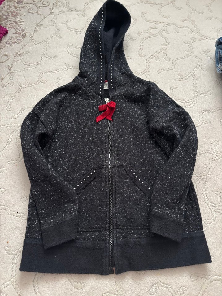 Kız Çocuk Kapüşonlu Fermuarlı Sweatshirt - Görsel 4