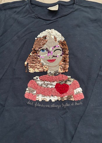 Zara orijinal Kız Çocuk Payetli Uzun Kollu Tişört 3 adet - Görsel 3