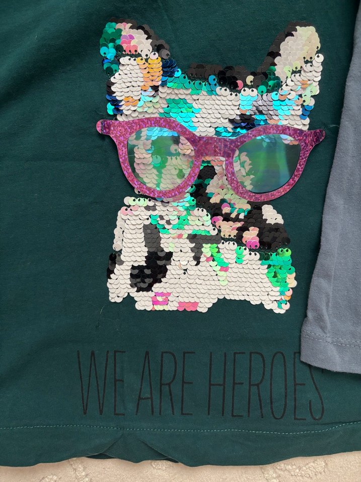 Zara orijinal Kız Çocuk Payetli Uzun Kollu Tişört 3 adet - Görsel 5