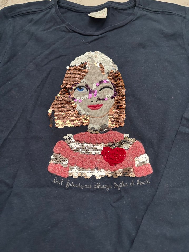 Zara orijinal Kız Çocuk Payetli Uzun Kollu Tişört 3 adet - Görsel 3