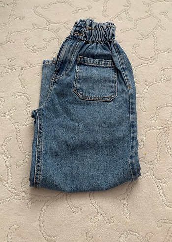 Kemerli Bol Kesim Kız Kot Pantolon - Görsel 3