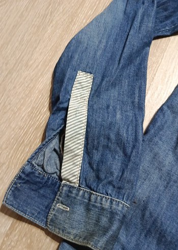Düğmeli Uzun Kollu Erkek Denim Gömlek - Görsel 5