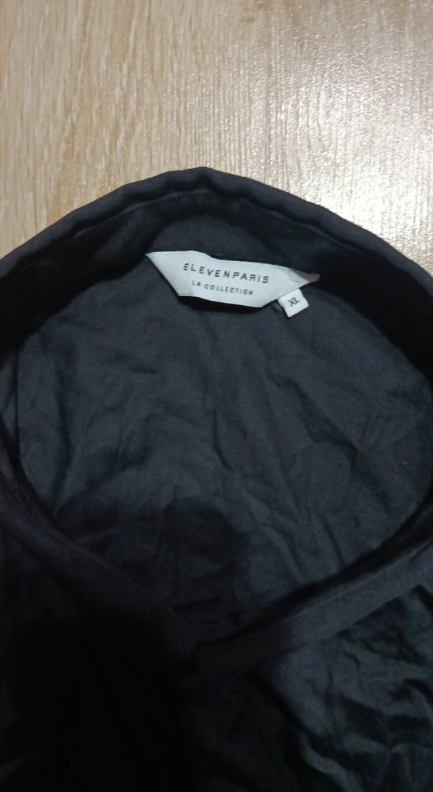 Erkek Siyah Keten Gömlek, Uzun Kollu, Düğmeli - Görsel 2