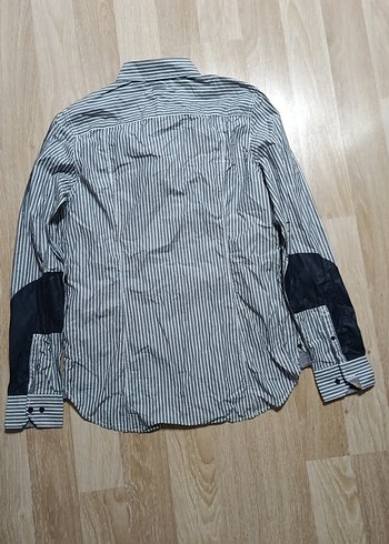 Düğmeli Uzun Kollu Gri Erkek Gömlek - Görsel 5