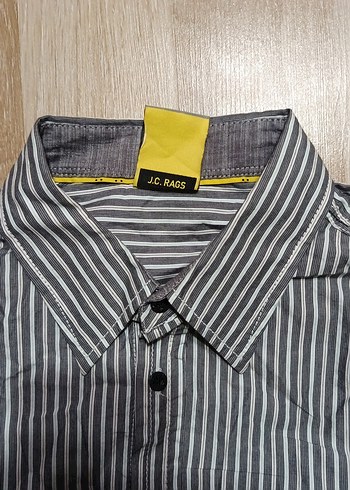 Düğmeli Uzun Kollu Gri Erkek Gömlek - Görsel 2