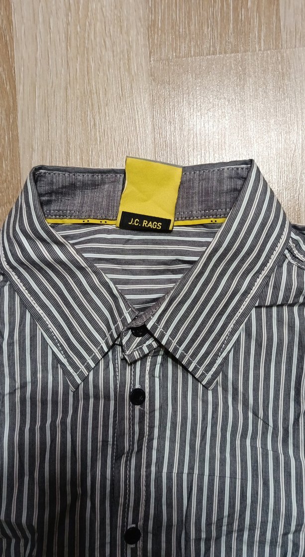 Düğmeli Uzun Kollu Gri Erkek Gömlek - Görsel 2