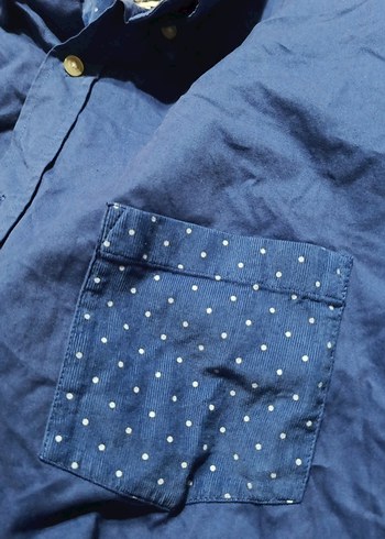 Düğmeli Mavi Erkek Kot Gömlek - Görsel 6