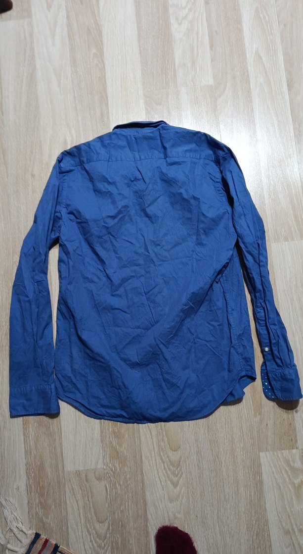 Düğmeli Mavi Erkek Kot Gömlek - Görsel 4