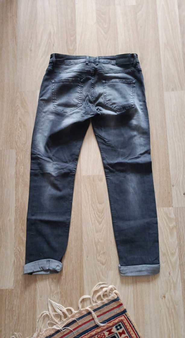 Gri Düğmeli Regular Fit Erkek Kot Pantolon - Görsel 2