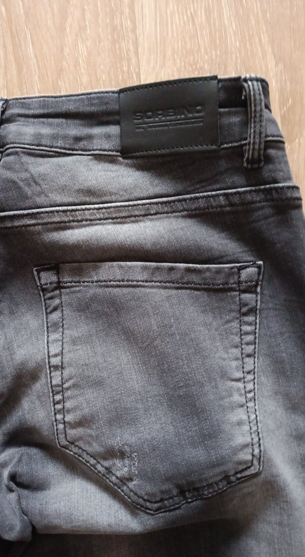 Gri Düğmeli Regular Fit Erkek Kot Pantolon - Görsel 3