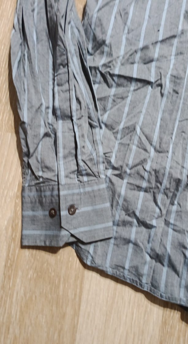 Gri Erkek Keten Uzun Kollu Gömlek - Görsel 2