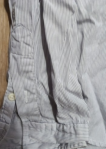 Bej Keten Erkek Gömlek, Uzun Kollu, Düğmeli - Görsel 3