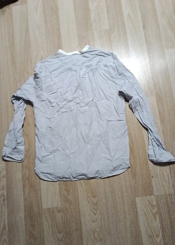 Bej Keten Erkek Gömlek, Uzun Kollu, Düğmeli - Görsel 4